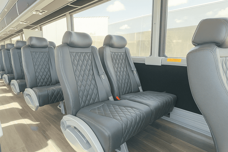 interior of Irvington Coach Bus Service charter bus