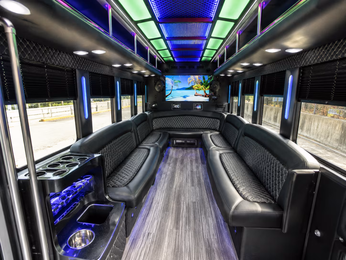 irvington 18 passenger party bus inside