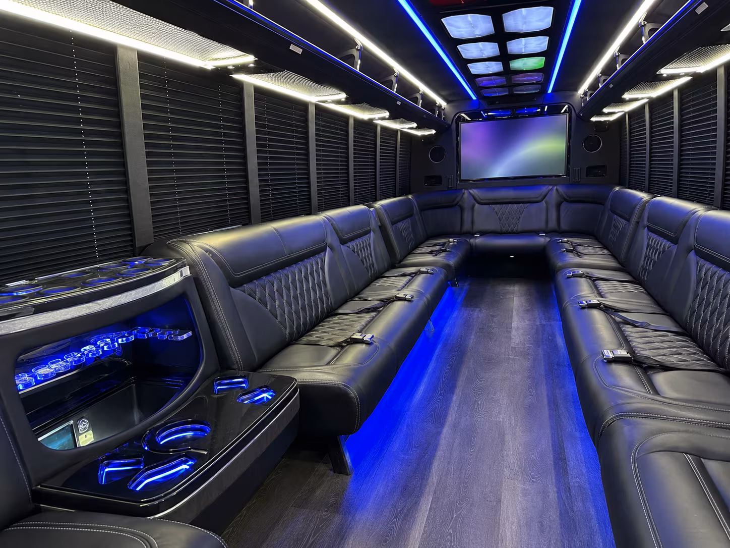 irvington 20 passenger party bus inside