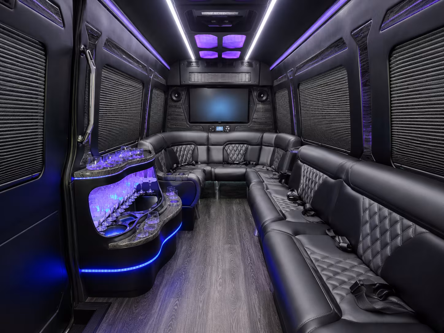 irvington 50 passenger party bus inside